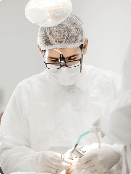 Dentist working in lab